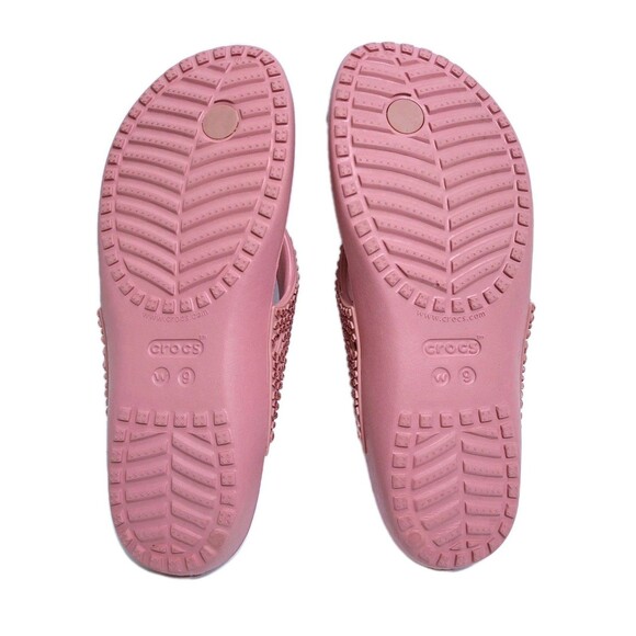 Crocs Kadee Women's 9 Embellished Gem Flip Flop Pink Sandals Thong Beach Pool - Picture 7 of 8